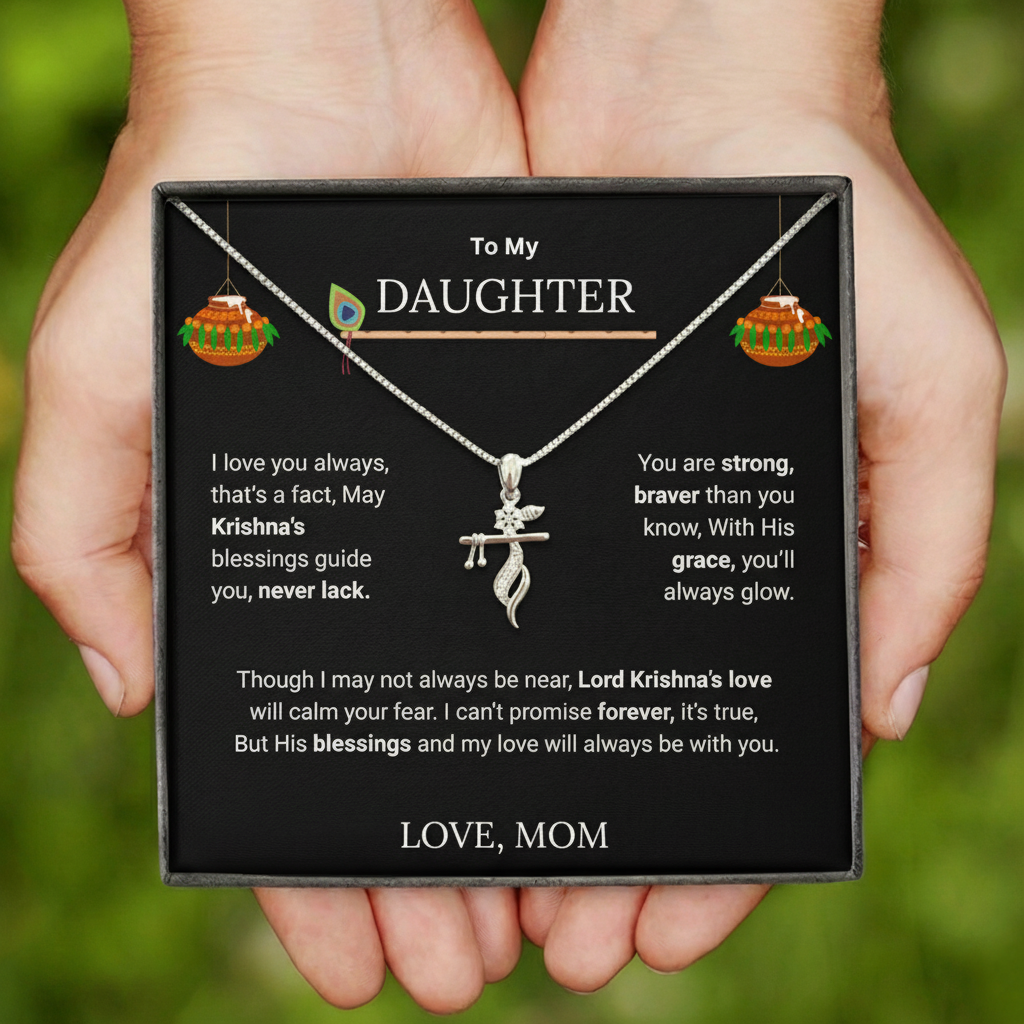 Shri Krishna Blessings Flute Pendant – A Divine Gift from Mom to Daughter