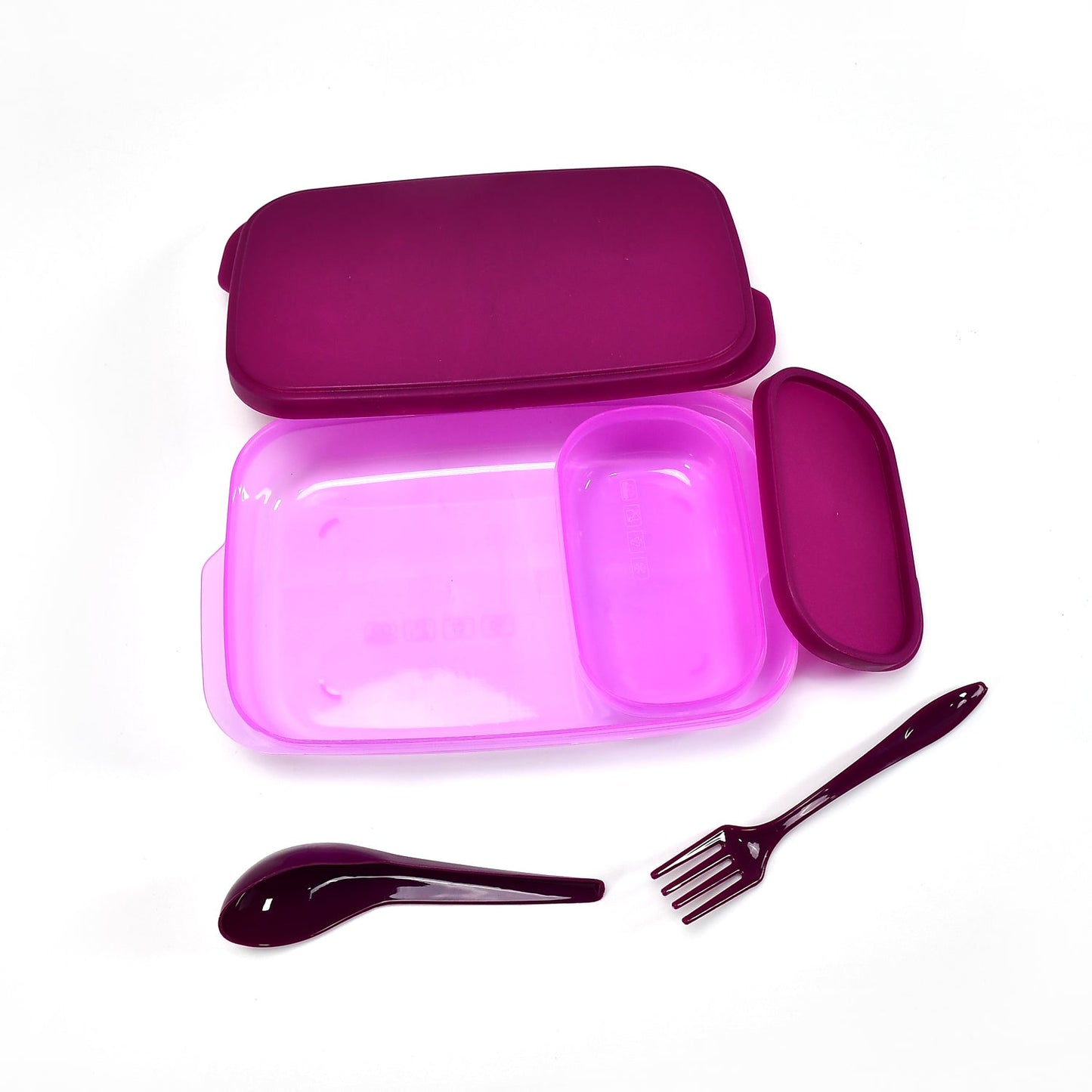 Food grade plastic lunch box with secure lid for freshness.