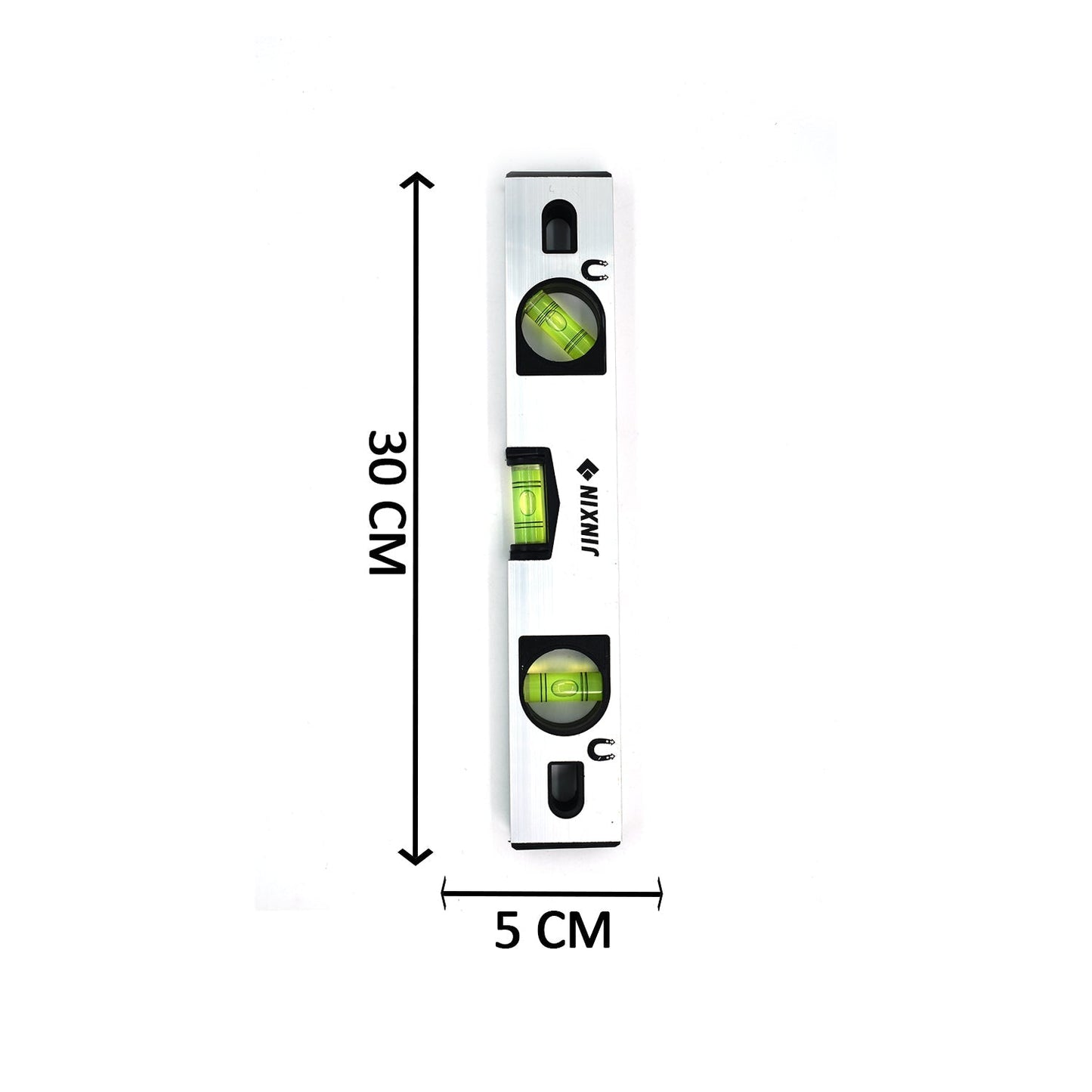 Magnetic level ruler with metric measurements