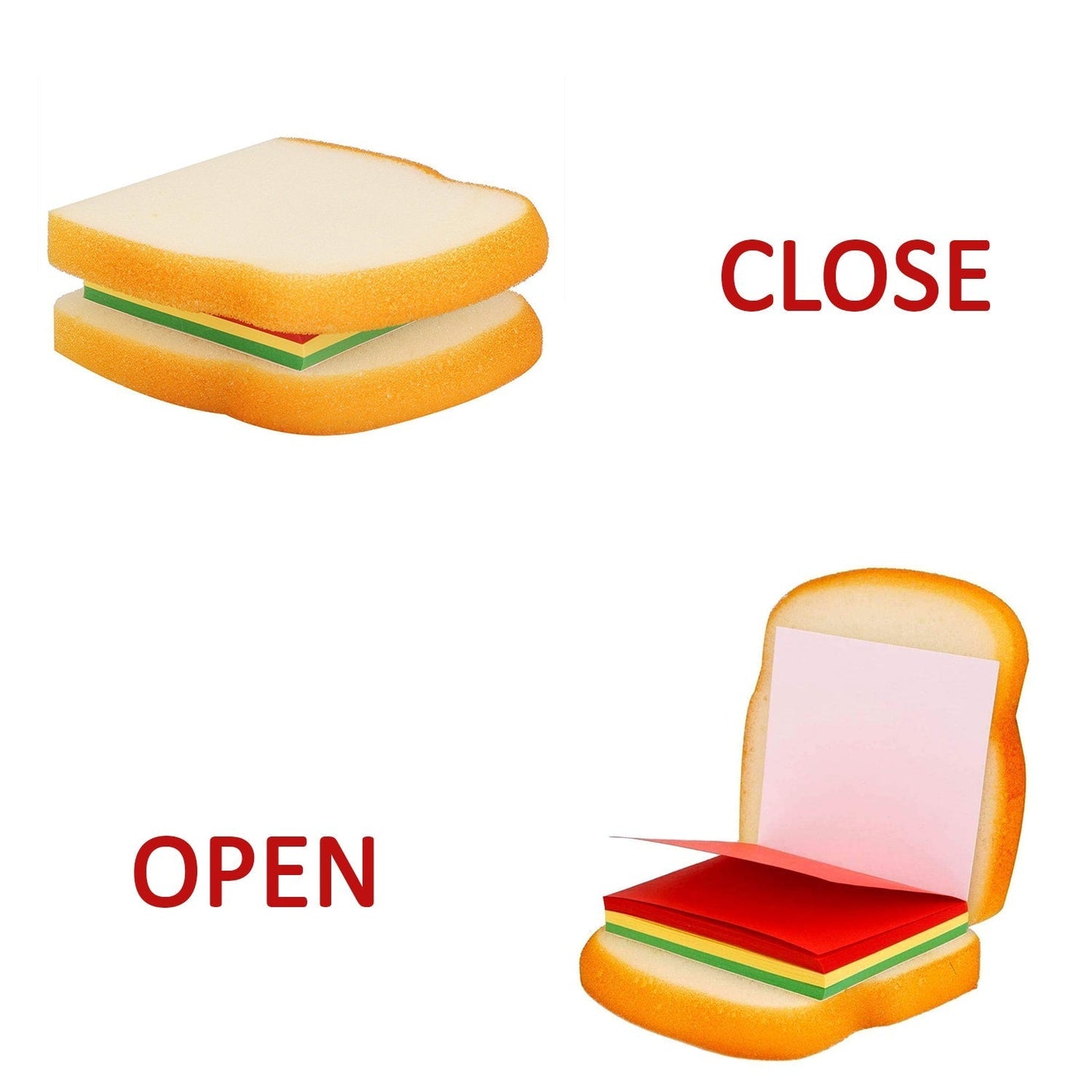 Sandwich Shaped Note  /  Sticky Notes  /  Memo Notes, Unique Mini Notes (Multicolor)