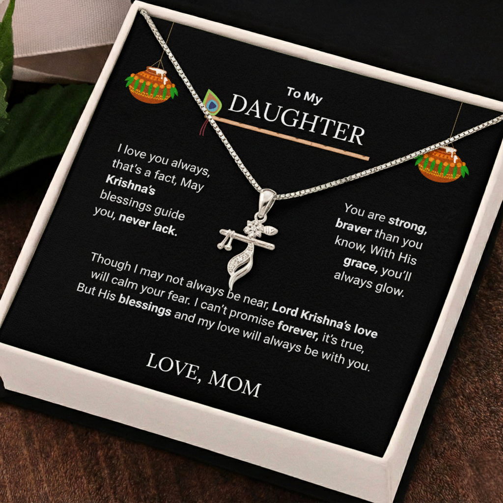 Shri Krishna Blessings Flute Pendant – A Divine Gift from Mom to Daughter