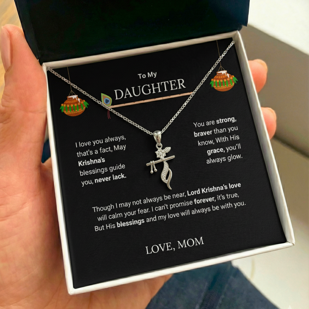 Shri Krishna Blessings Flute Pendant – A Divine Gift from Mom to Daughter