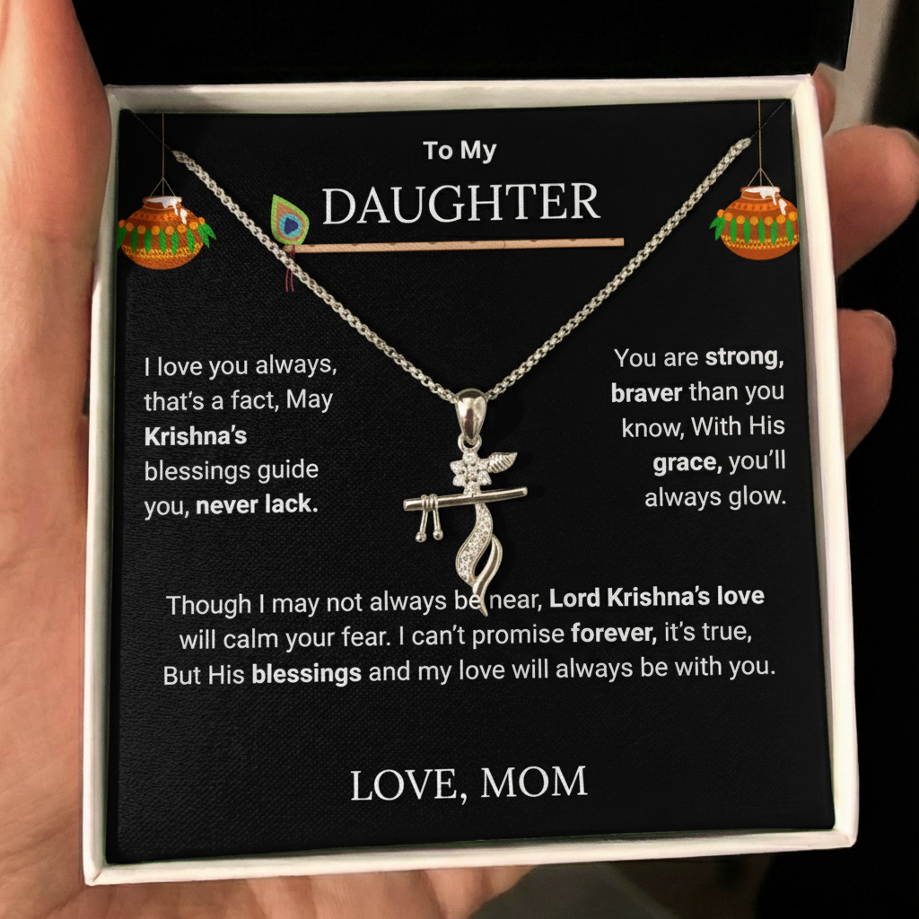 Shri Krishna Blessings Flute Pendant – A Divine Gift from Mom to Daughter