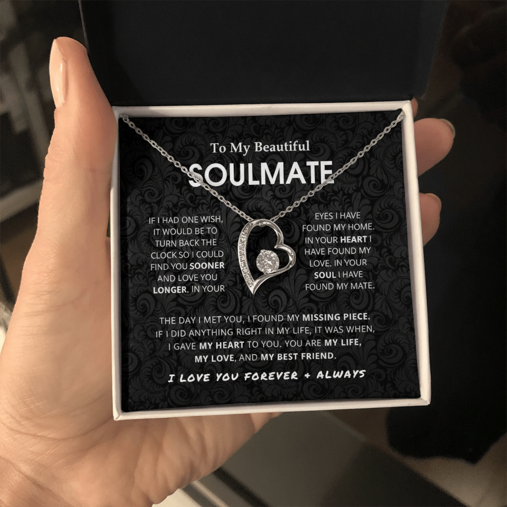 To My Beautiful Soulmate – Forever Love Pendant Necklace Gift Set