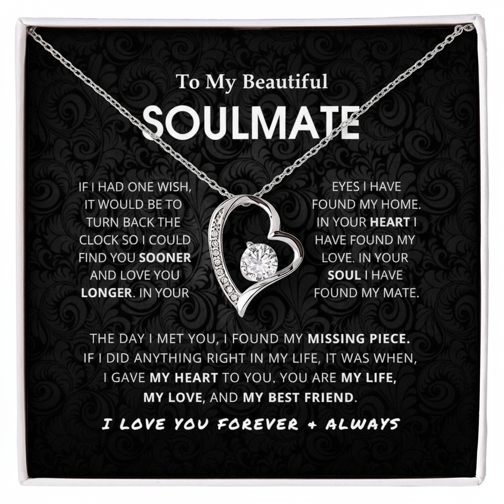 To My Beautiful Soulmate – Forever Love Pendant Necklace Gift Set