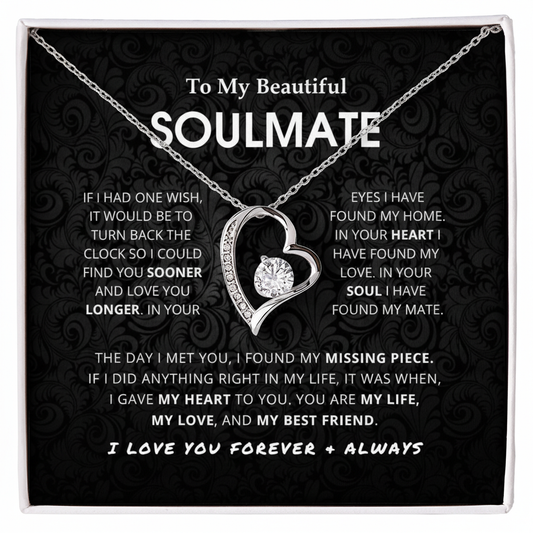To My Beautiful Soulmate – Forever Love Pendant Necklace Gift Set