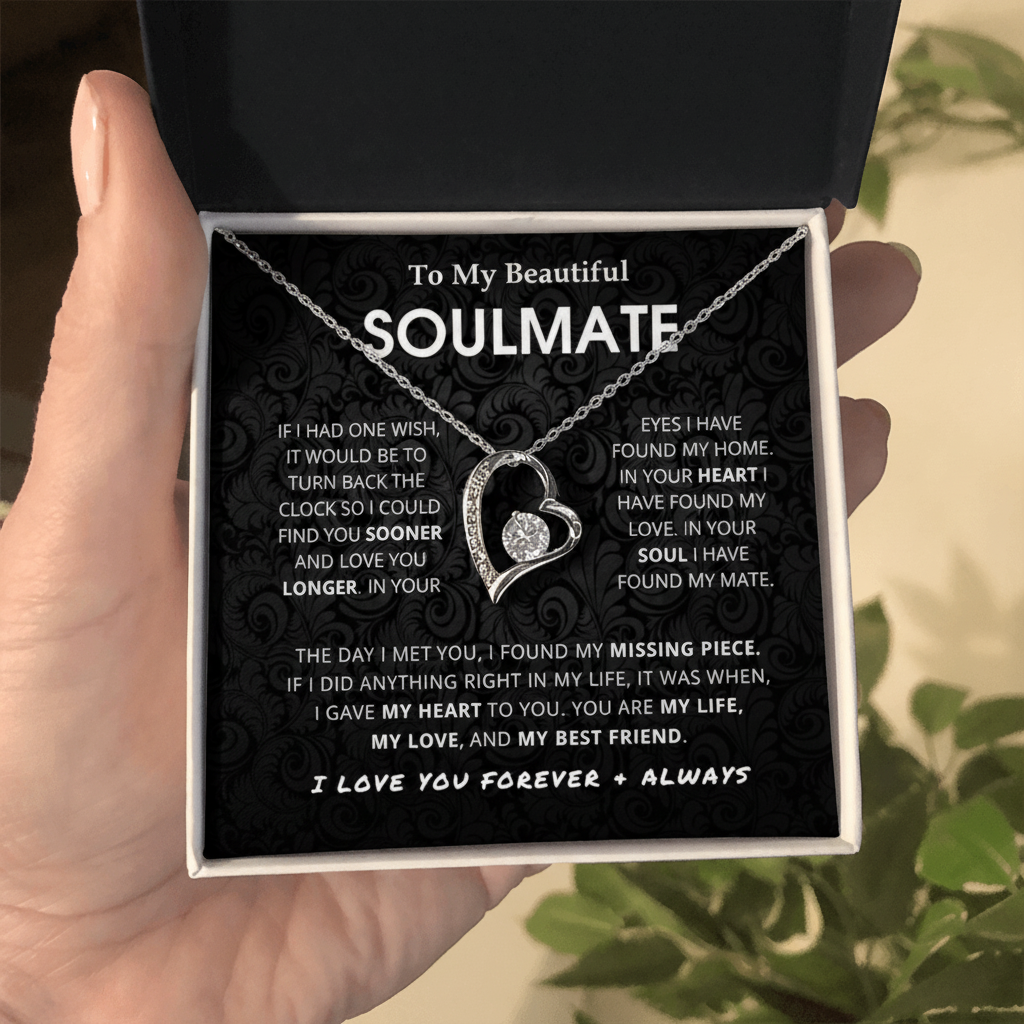 To My Beautiful Soulmate – Forever Love Pendant Necklace Gift Set