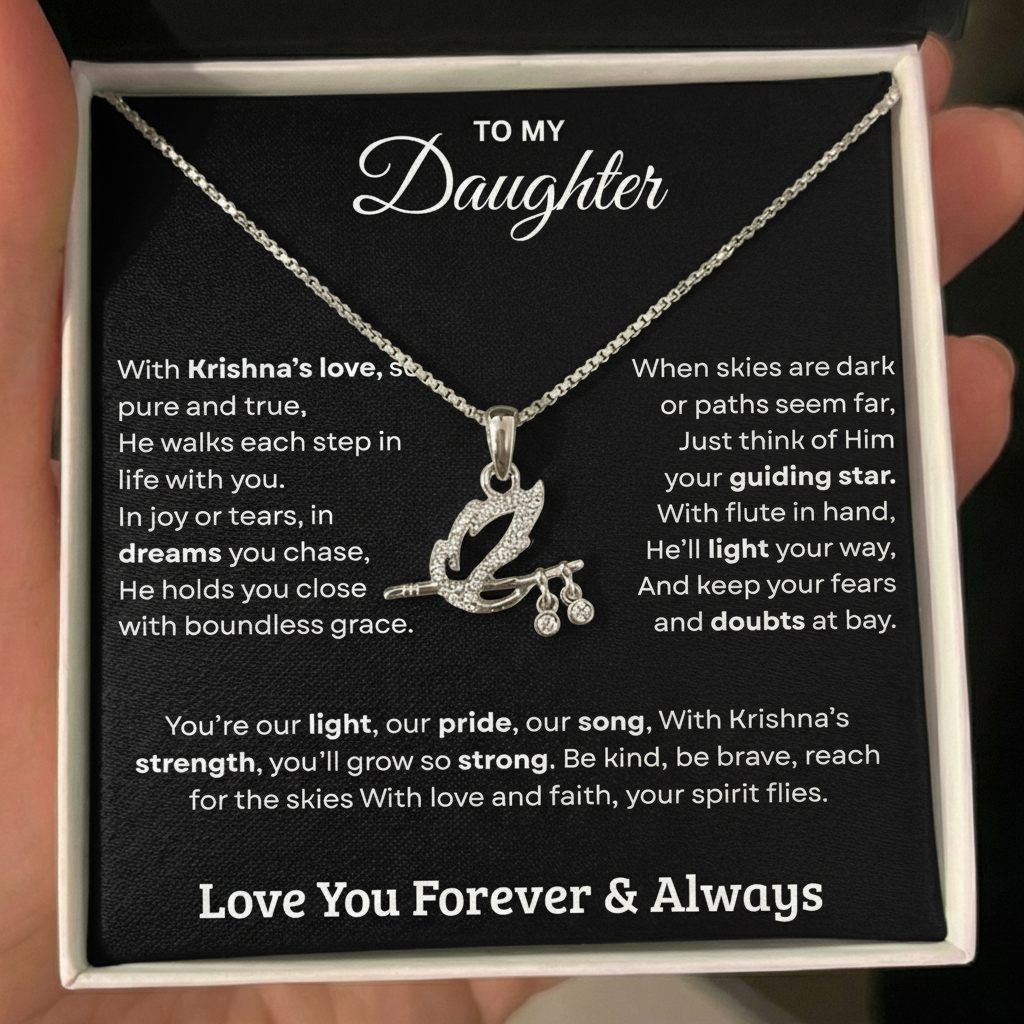 Shree Krishna Bansuri Pendant Necklace – A Spiritual Gift for Our Daughter from Mom & Dad