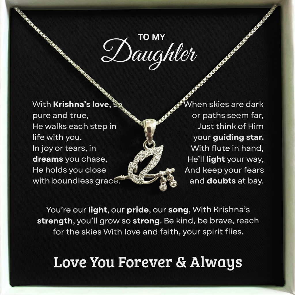 Shree Krishna Bansuri Pendant Necklace – A Spiritual Gift for Our Daughter from Mom & Dad