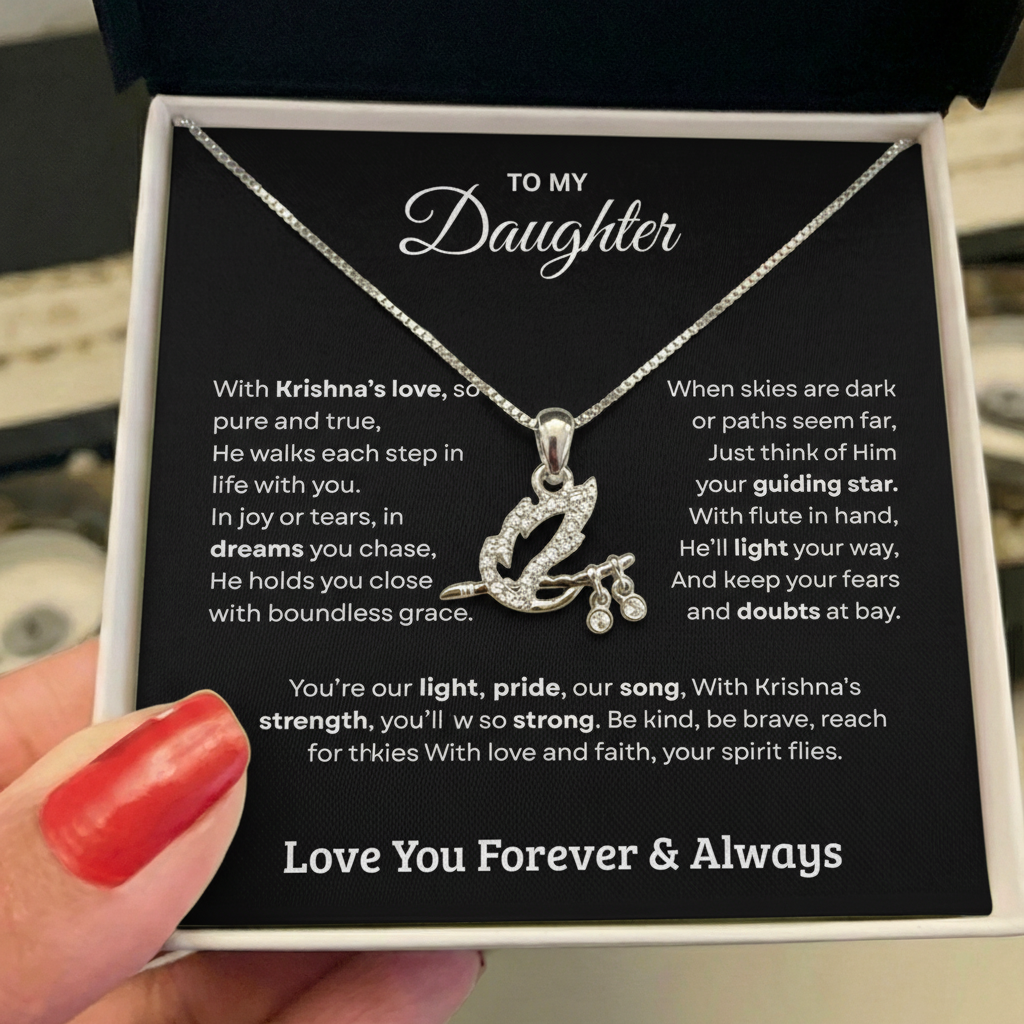 Shree Krishna Bansuri Pendant Necklace – A Spiritual Gift for Our Daughter from Mom & Dad