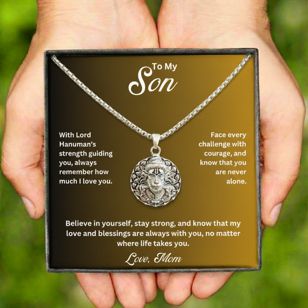 To My Son – Lord Hanuman Silver Pendant | Strength, Faith & Protection