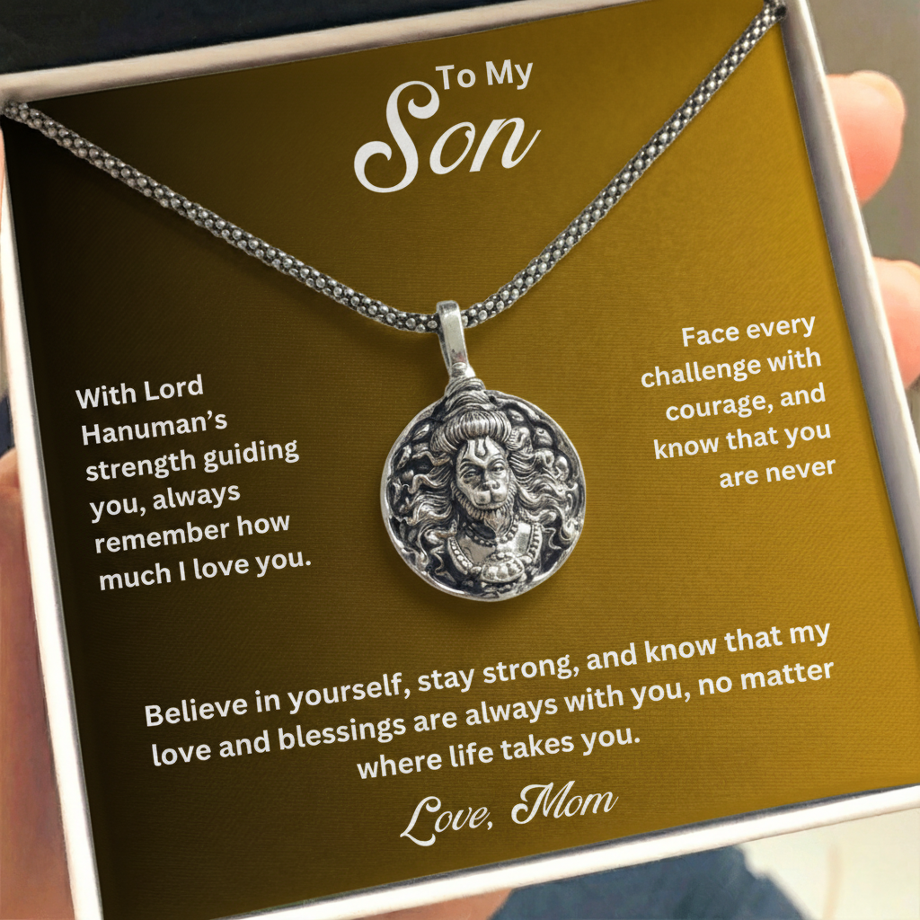 To My Son – Lord Hanuman Silver Pendant | Strength, Faith & Protection