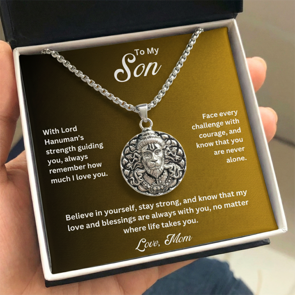 To My Son – Lord Hanuman Silver Pendant | Strength, Faith & Protection