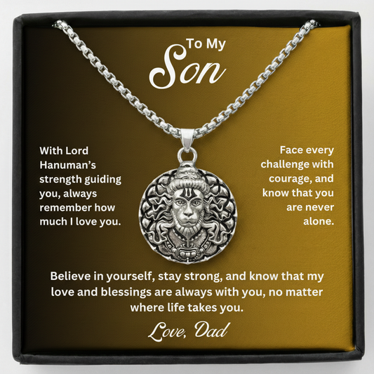 To My Son – Lord Hanuman Silver Pendant | A Symbol of Strength & Protection