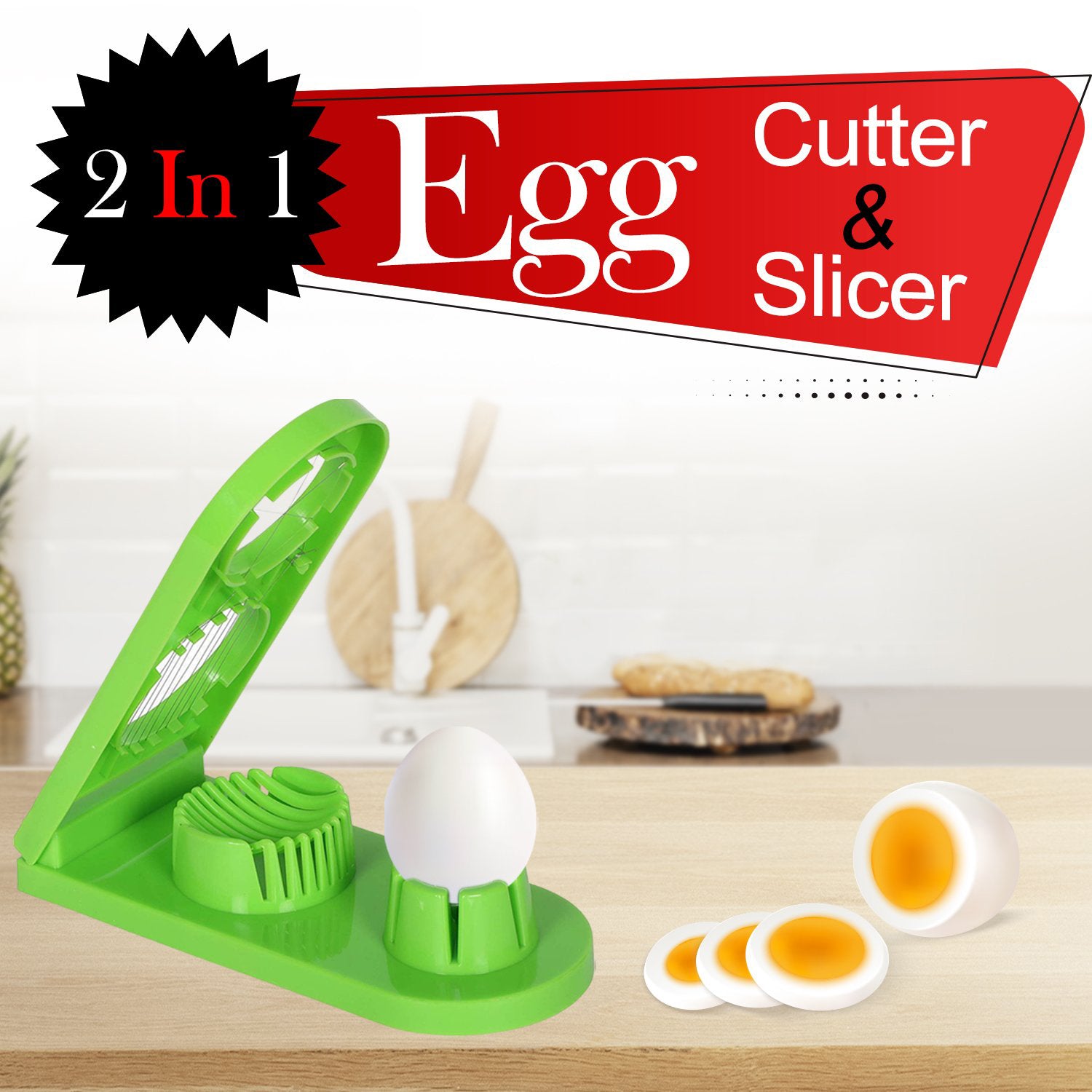 Double cut egg cutter with stainless steel wire for quick preparation