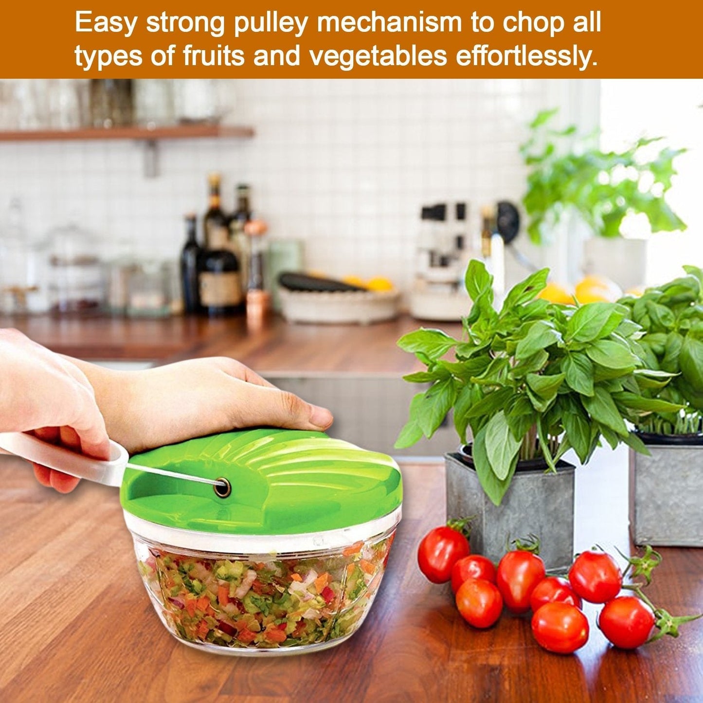 Chopper for vegetables with speed and efficiency.