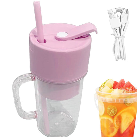 2 In1 Portable Crusher Juicer With Handle & Straw for Smoothie Sipper USB Rechargeable (340 ml) 6 Stainless Steel Blades Compact Juicer Mixer, Juicer Portable Fresh Juice Blender Portable Electric Juicer ( 340 ML )