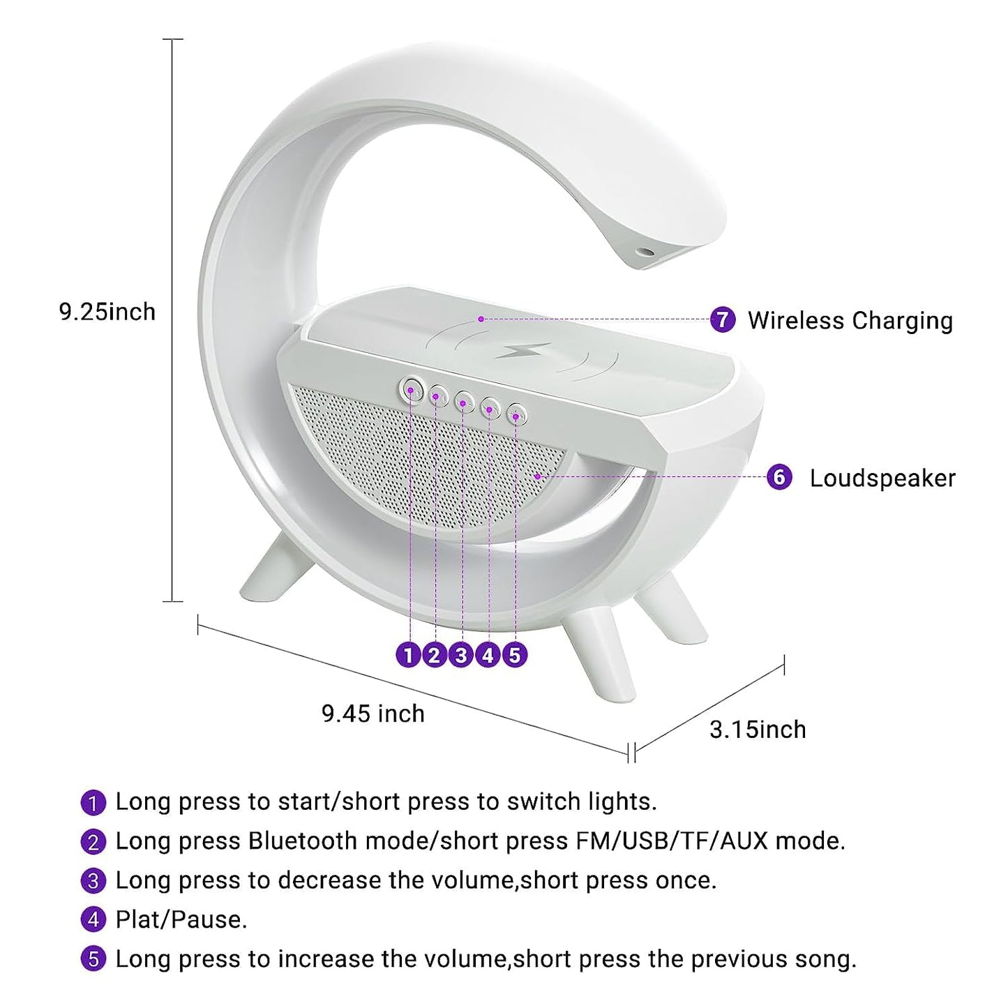 Night lamp with Bluetooth speaker and wireless charger