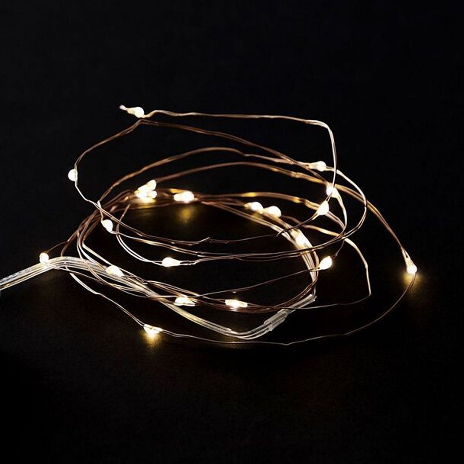 Battery-powered LED cork lights for bottles, copper wire