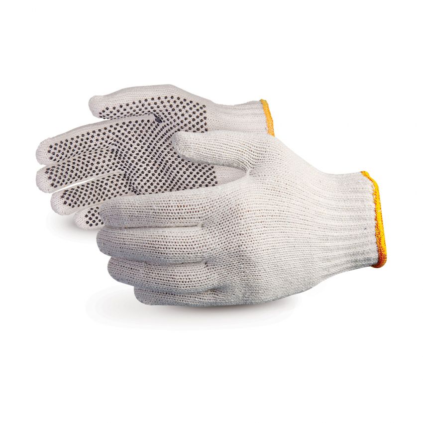 Unisex plain white hand gloves, knitted cotton, ideal for sewing or general use.